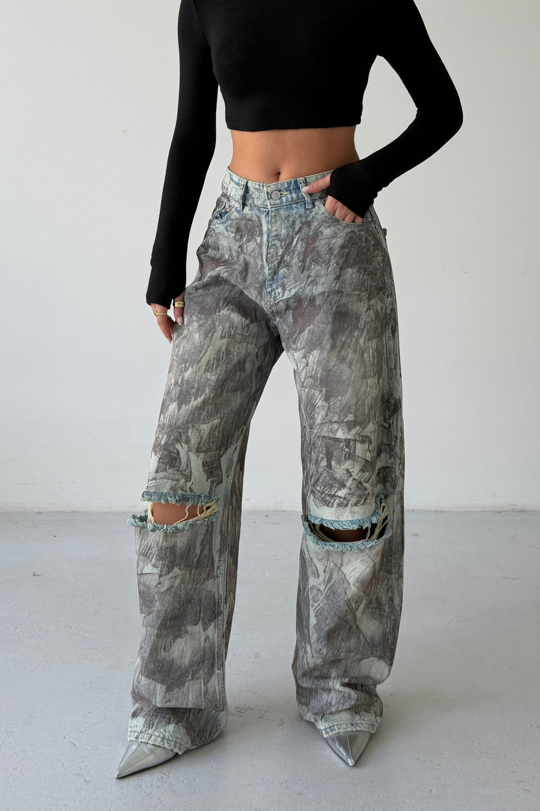 Routines Mud Painted Baggy Jeans 160678