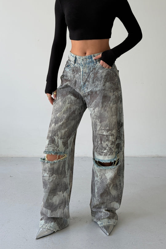 Routines Mud Painted Baggy Jeans 160678