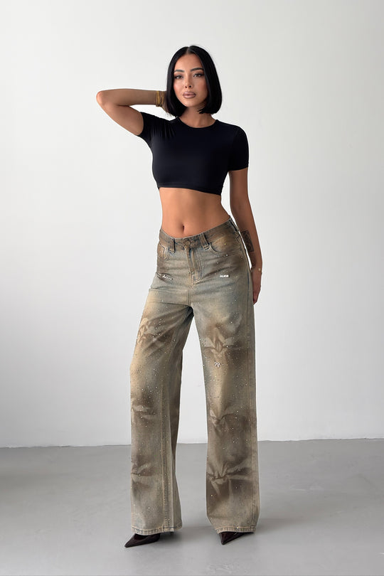 Routines Mud Washed Rhinestone Jeans 8236