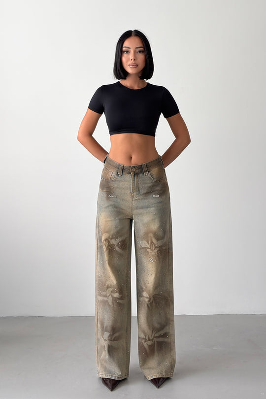 Routines Mud Washed Rhinestone Jeans 8236