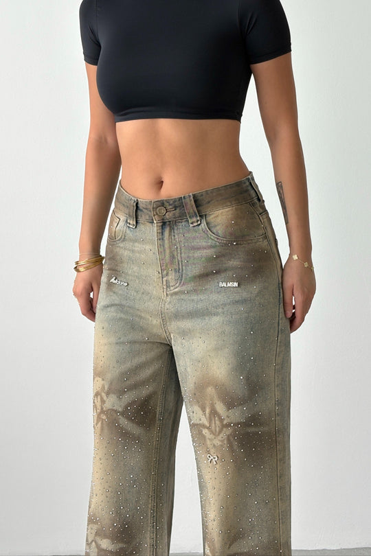 Routines Mud Washed Rhinestone Jeans 8236