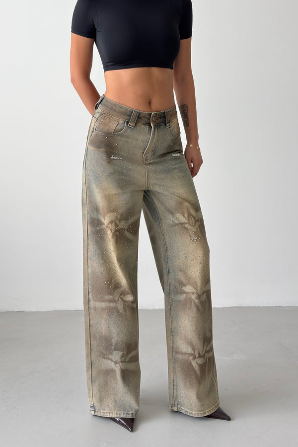 Routines Mud Washed Rhinestone Jeans 8236