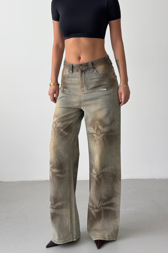 Routines Mud Washed Rhinestone Jeans 8236
