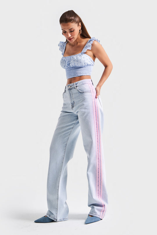 Routines Neon Striped Straight Leg Jeans 3732 - ROUTINES