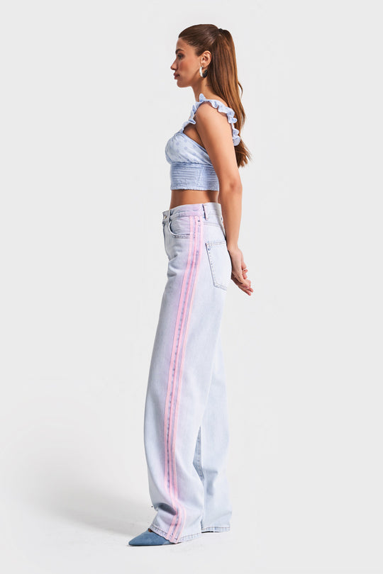 Routines Neon Striped Straight Leg Jeans 3732 - ROUTINES