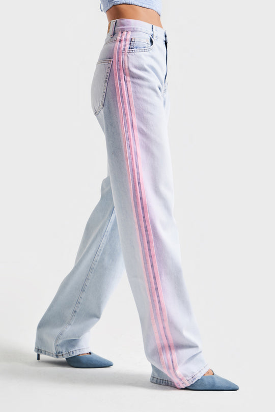 Routines Neon Striped Straight Leg Jeans 3732 - ROUTINES
