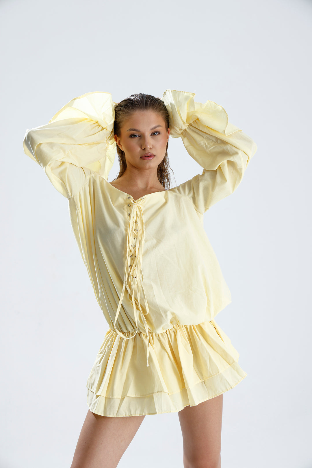 Routines Off Shoulder Ruffle Dress - Butter Yellow 3084 - ROUTINES
