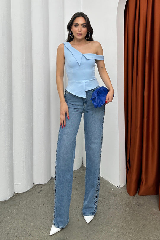 Routines Off Shoulder Top - Baby Blue 4676 - ROUTINES
