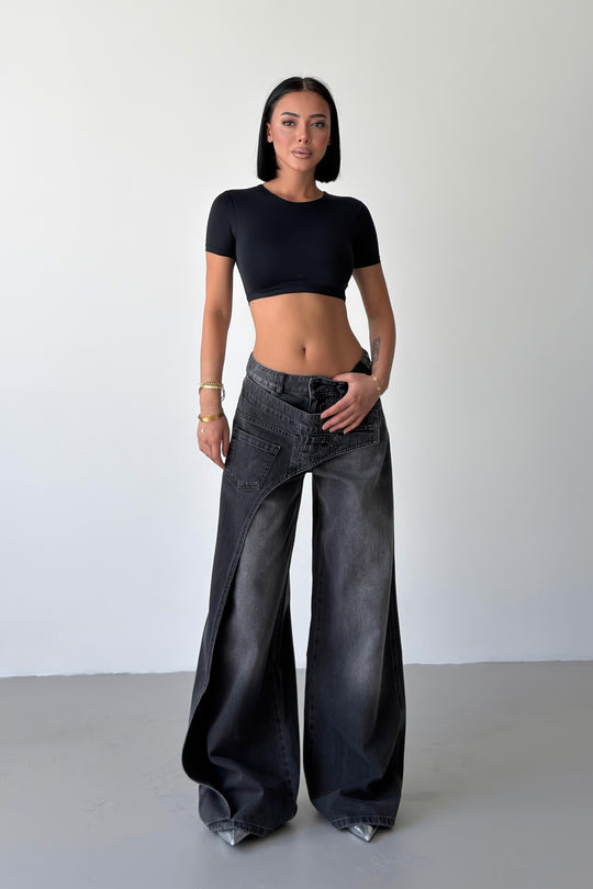 Routines Overlay Cross Button Jeans - Black 1907 - ROUTINES
