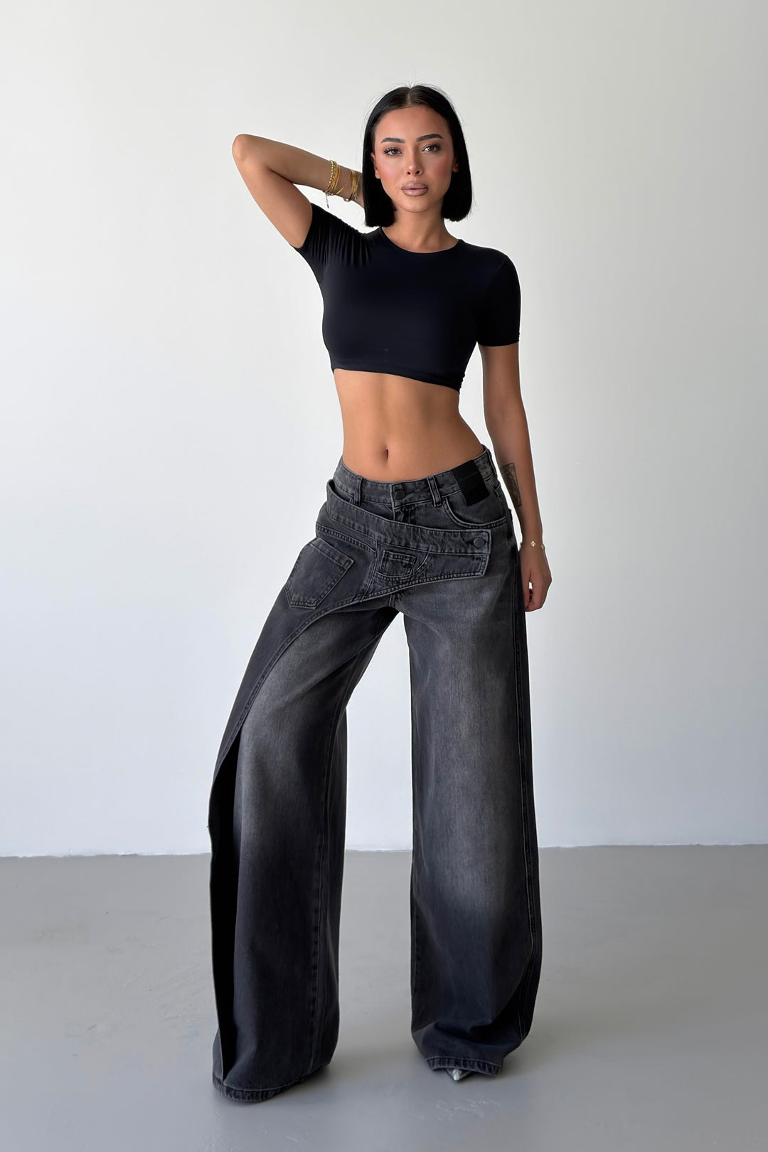Routines Overlay Cross Button Jeans - Black 1907 - ROUTINES