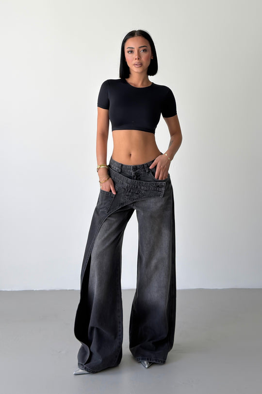 Routines Overlay Cross Button Jeans - Black 1907 - ROUTINES