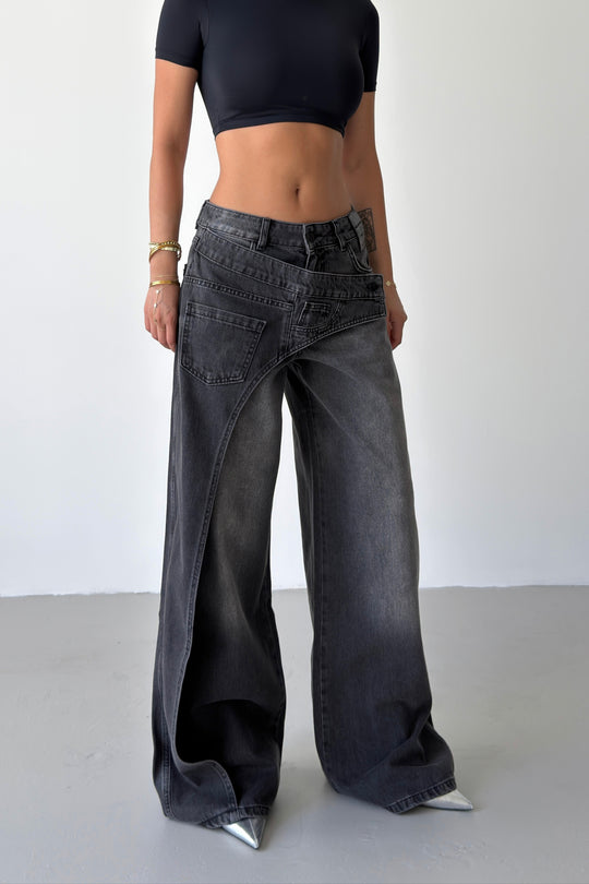 Routines Overlay Cross Button Jeans - Black 1907 - ROUTINES