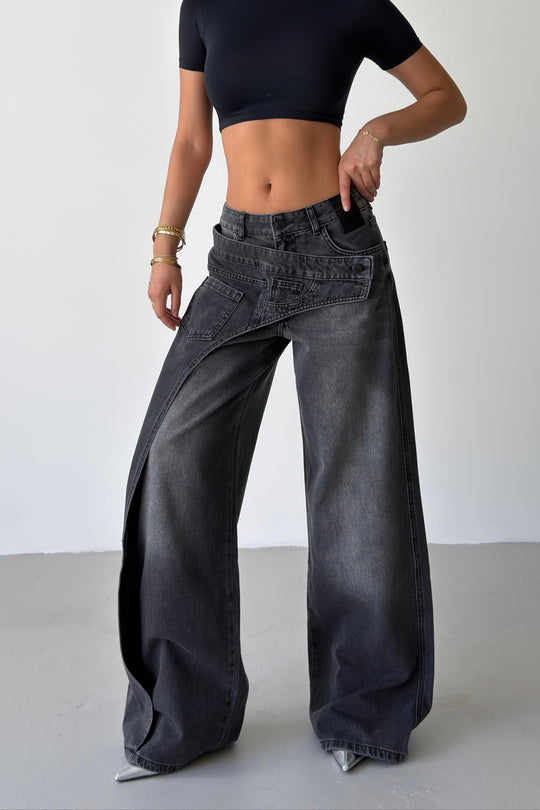 Routines Overlay Cross Button Jeans - Black 1907 - ROUTINES