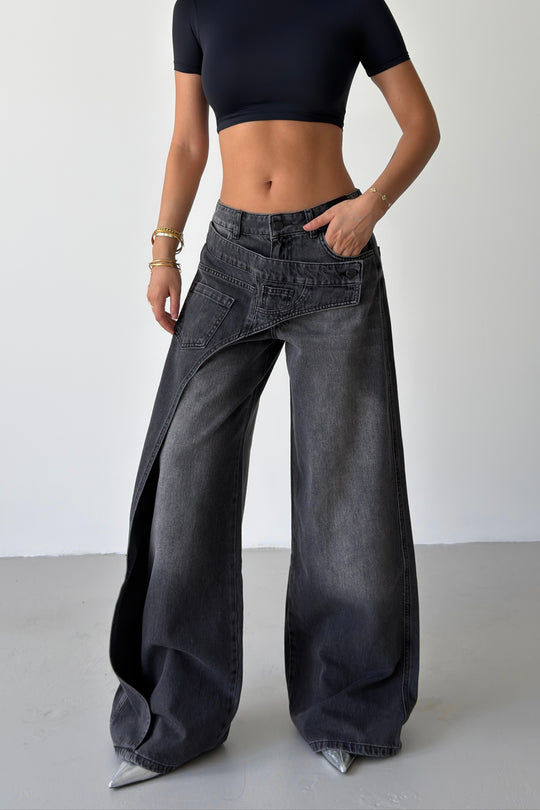Routines Overlay Cross Button Jeans - Black 1907 - ROUTINES