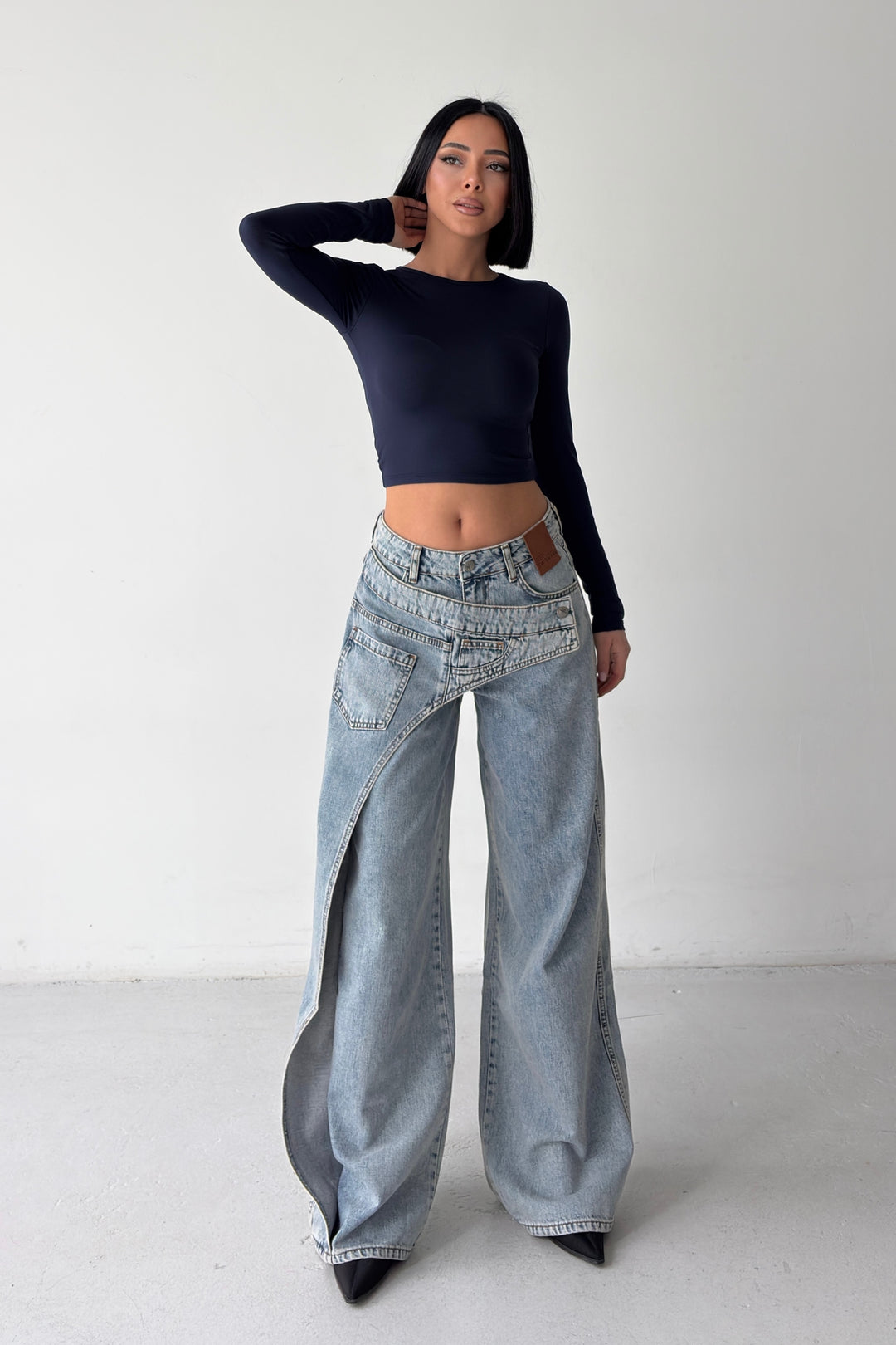 Routines Overlay Cross Button Jeans - Vintage Blue 1907 - ROUTINES