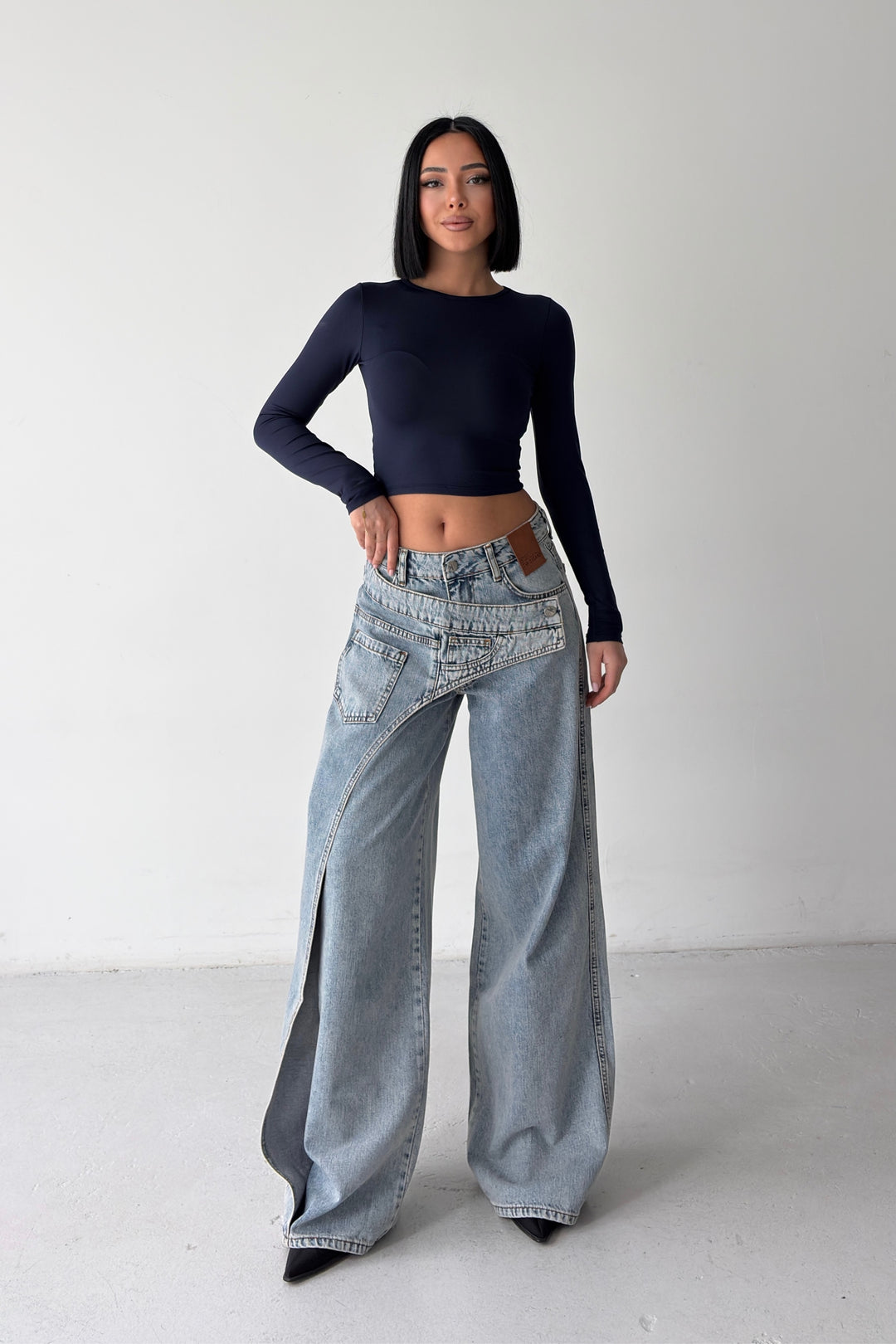 Routines Overlay Cross Button Jeans - Vintage Blue 1907 - ROUTINES