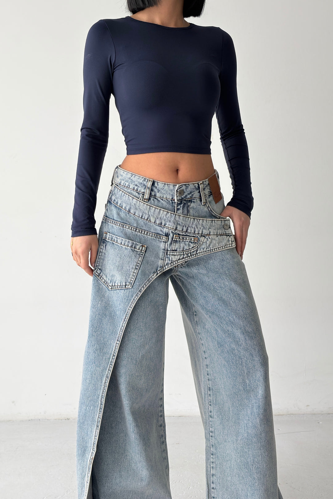 Routines Overlay Cross Button Jeans - Vintage Blue 1907 - ROUTINES