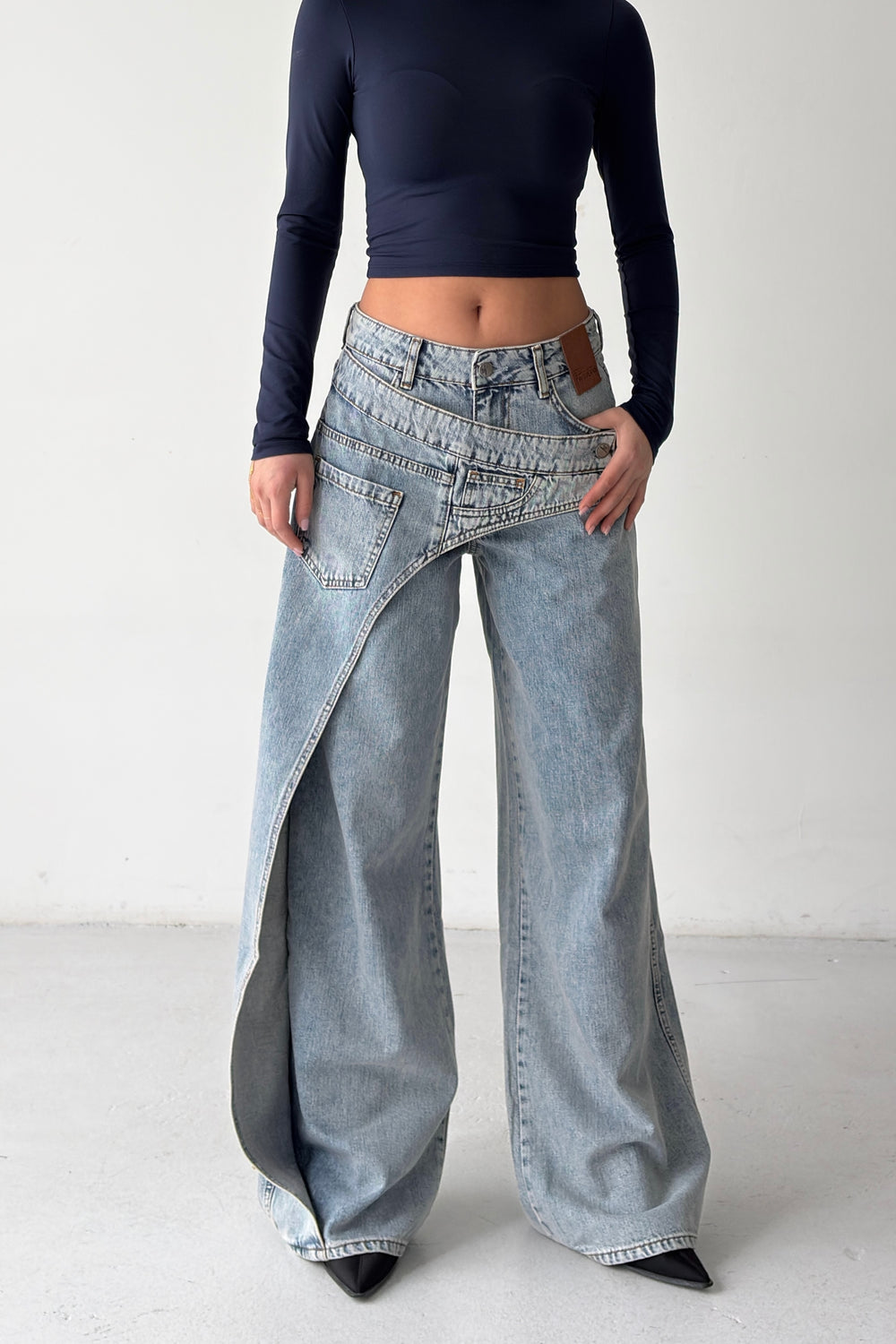 Routines Overlay Cross Button Jeans - Vintage Blue 1907 Jeans Routines Fashion