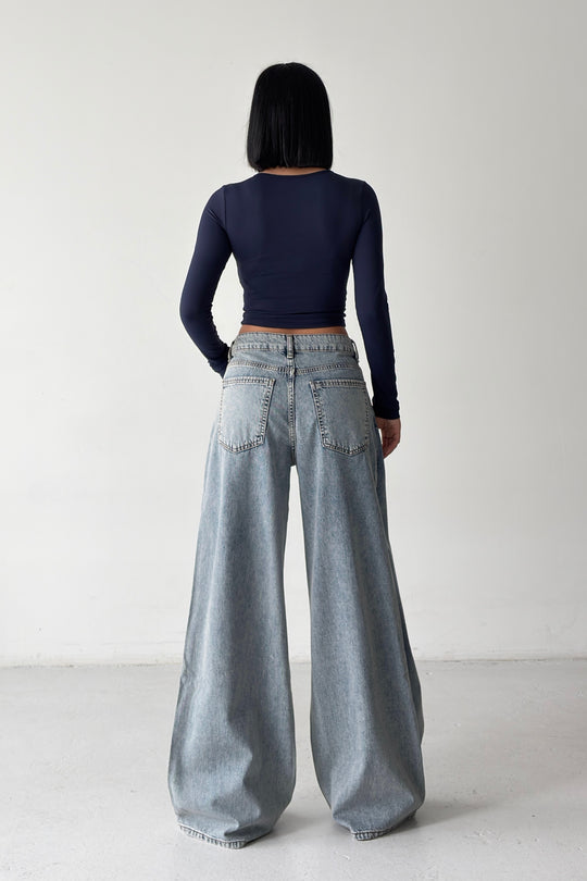 Routines Overlay Cross Button Jeans - Vintage Blue 1907 - ROUTINES