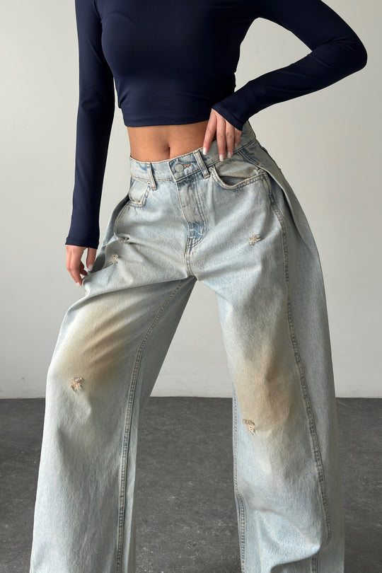 Routines Overlay Waist Jeans - Dirty Wash 1207-3