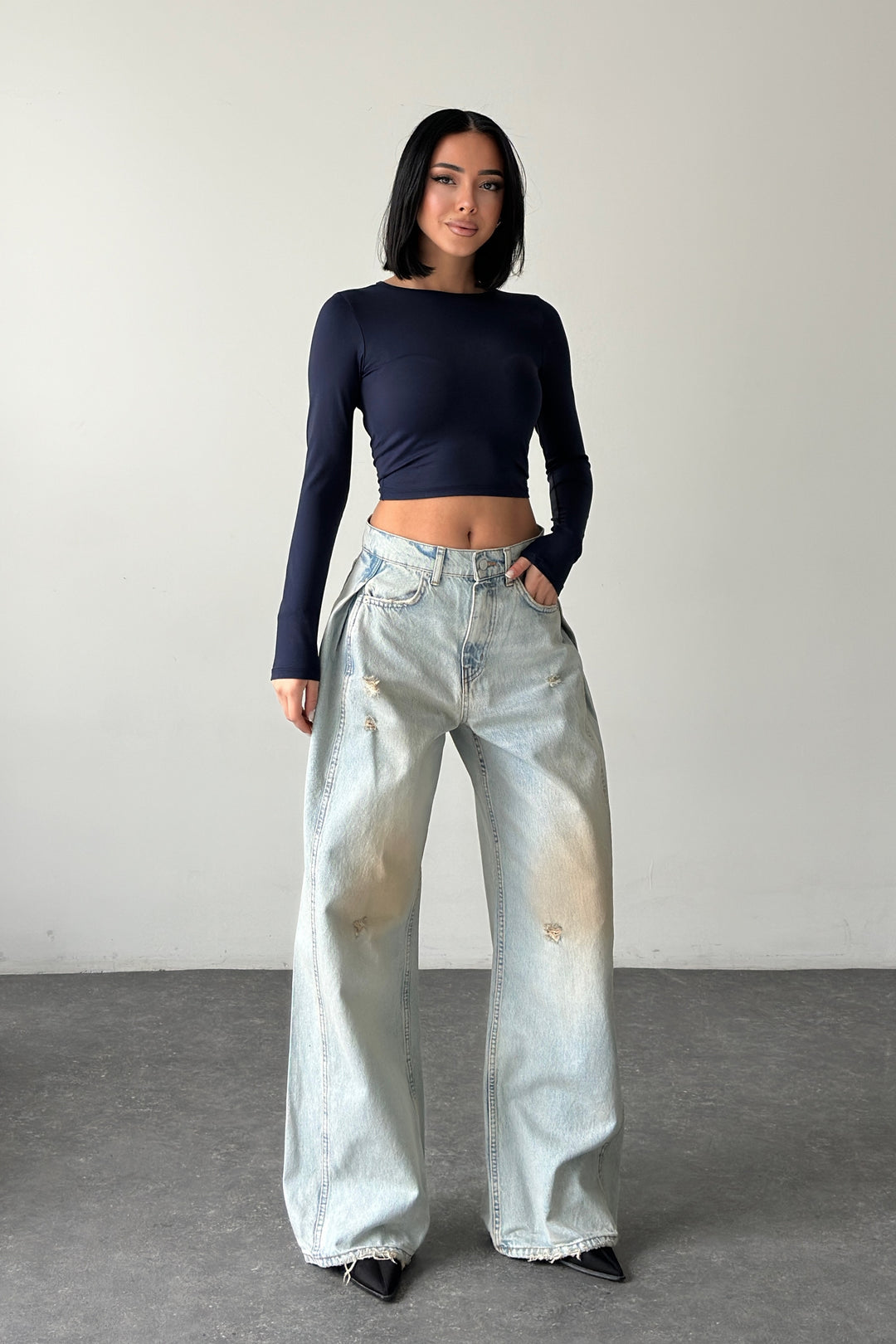 Routines Overlay Waist Jeans - Dirty Wash 1207-3
