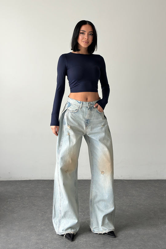 Routines Overlay Waist Jeans - Dirty Wash 1207-3
