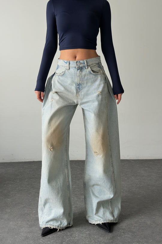 Routines Overlay Waist Jeans - Dirty Wash 1207-3