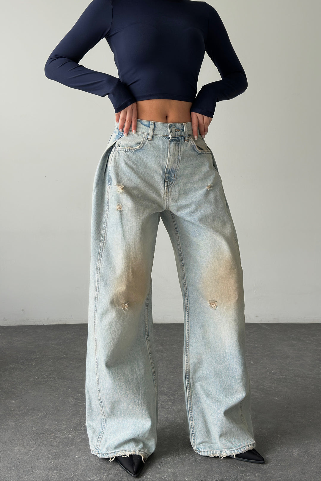 Routines Overlay Waist Jeans - Dirty Wash 1207-3