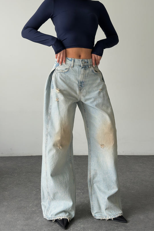 Routines Overlay Waist Jeans - Dirty Wash 1207-3