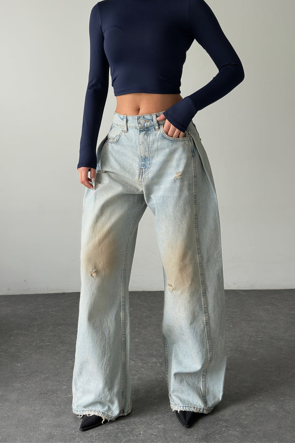Routines Overlay Waist Jeans - Dirty Wash 1207-3