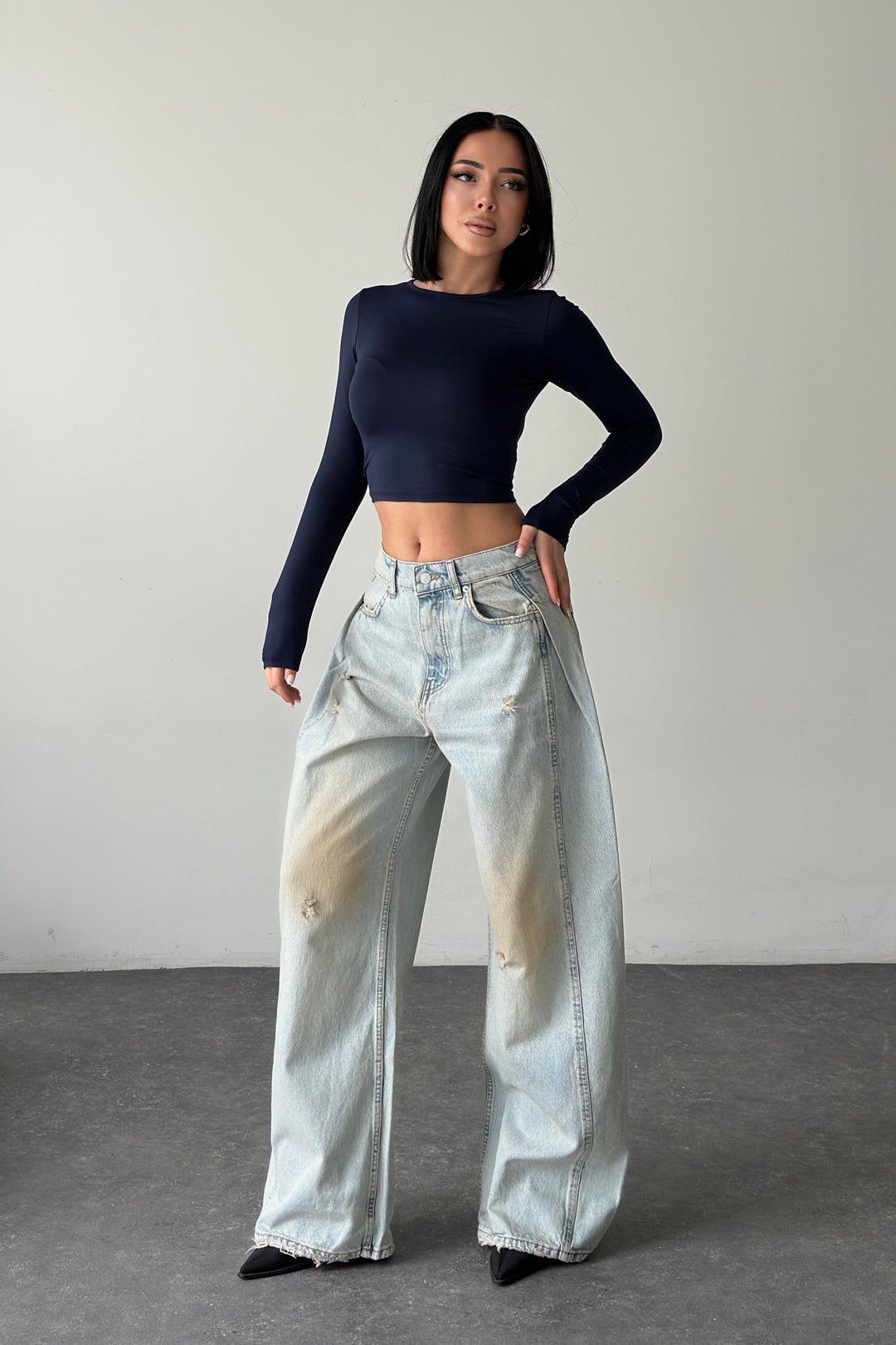 Routines Overlay Waist Jeans - Dirty Wash 1207-3