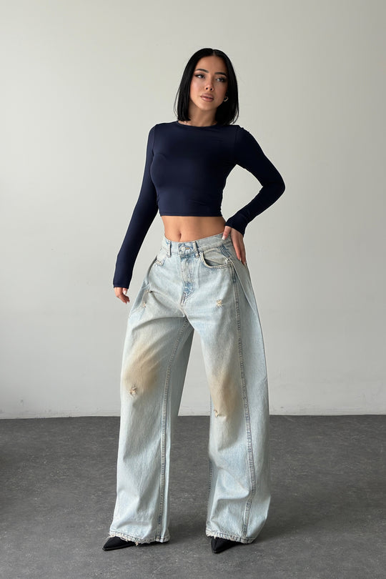 Routines Overlay Waist Jeans - Dirty Wash 1207-3