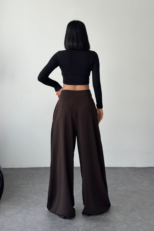 Routines Overlay Waist Pants - Brown 31029