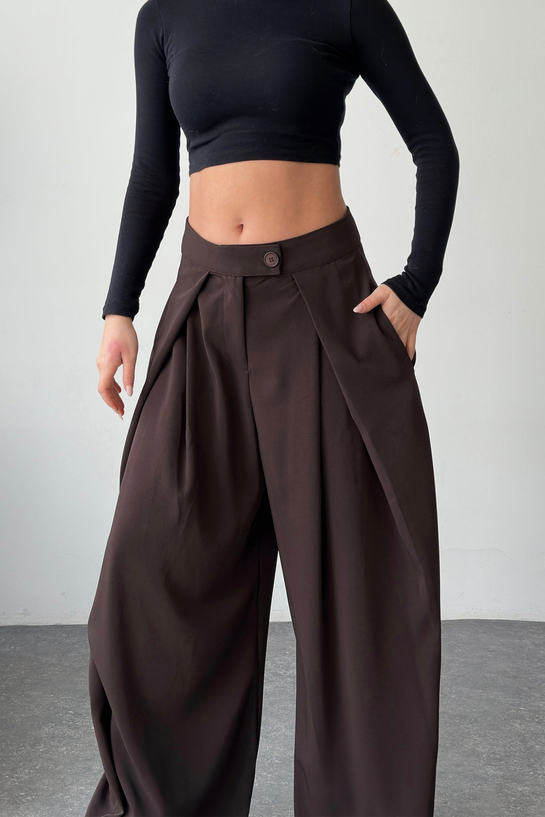 Routines Overlay Waist Pants - Brown 31029