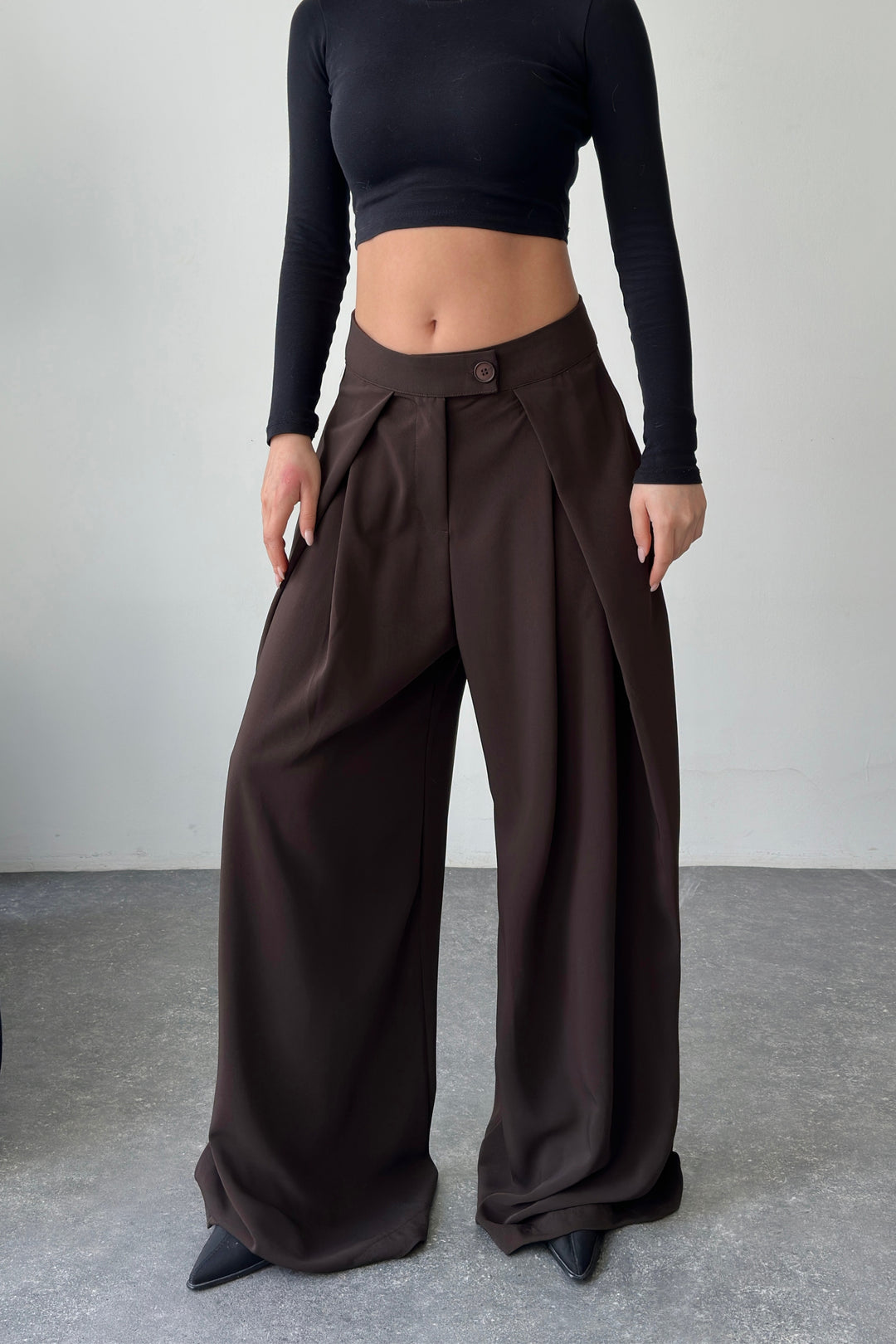 Routines Overlay Waist Pants - Brown 31029