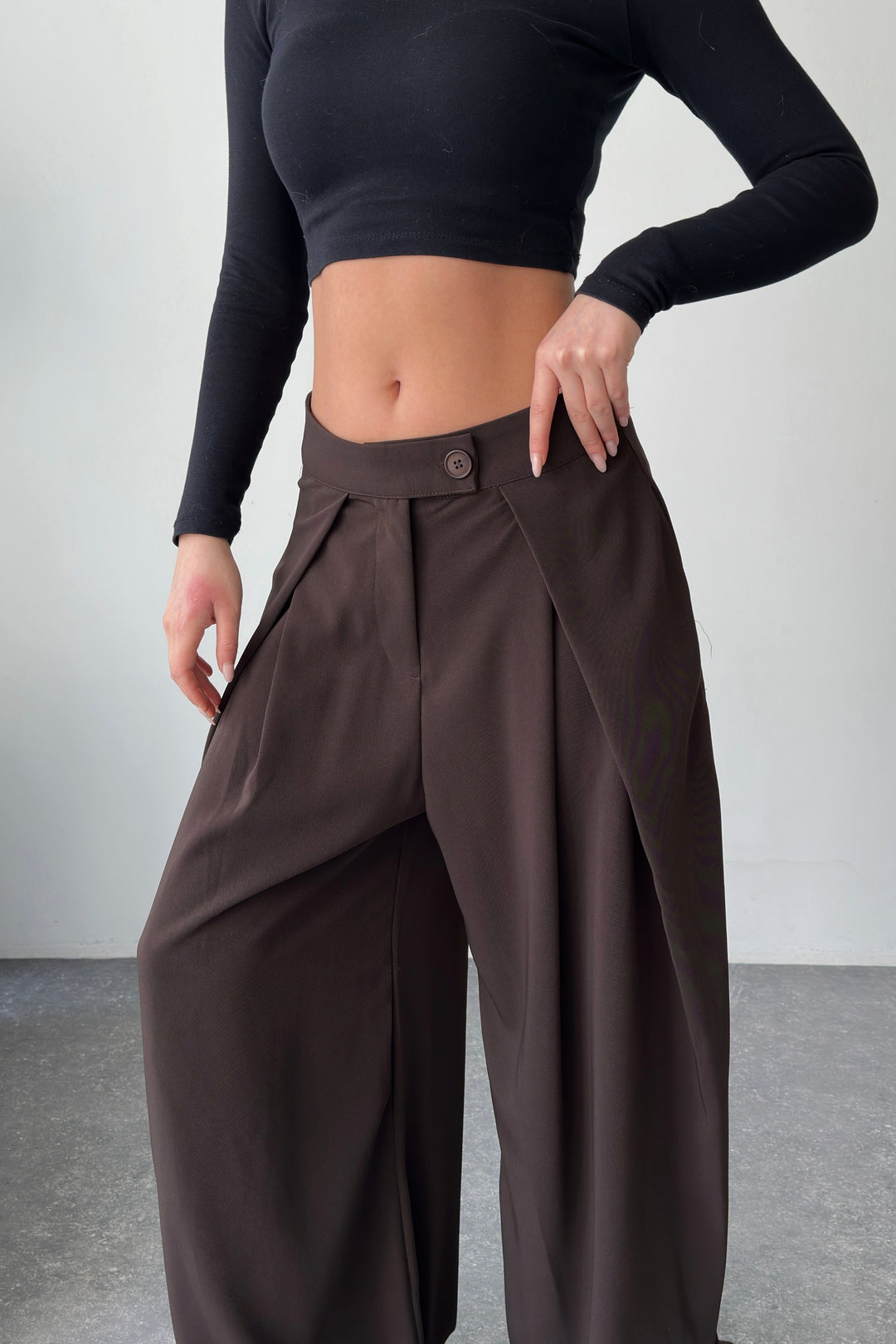 Routines Overlay Waist Pants - Brown 31029