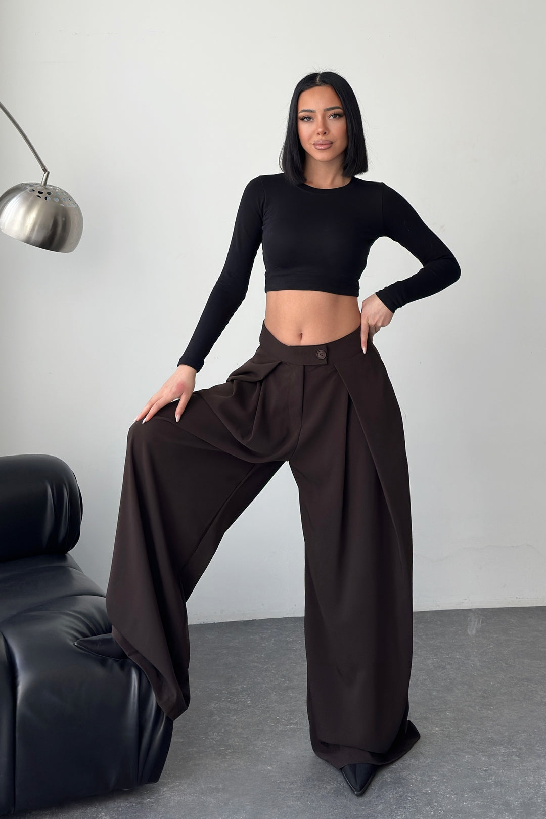 Routines Overlay Waist Pants - Brown 31029