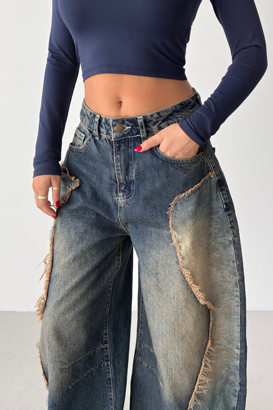 Routines Patched Balloon Baggy Jeans 5589