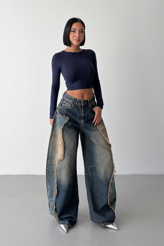 Routines Patched Balloon Baggy Jeans 5589