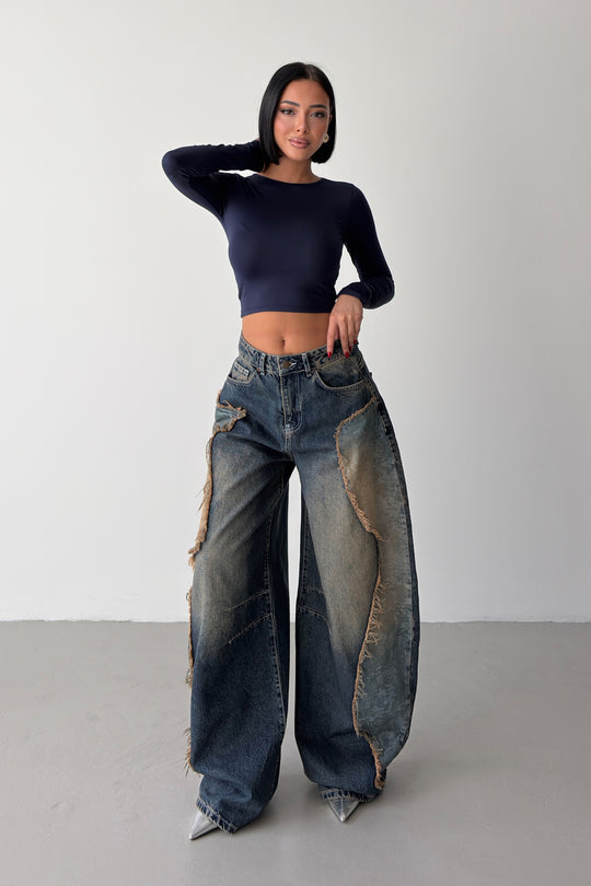 Routines Patched Balloon Baggy Jeans 5589