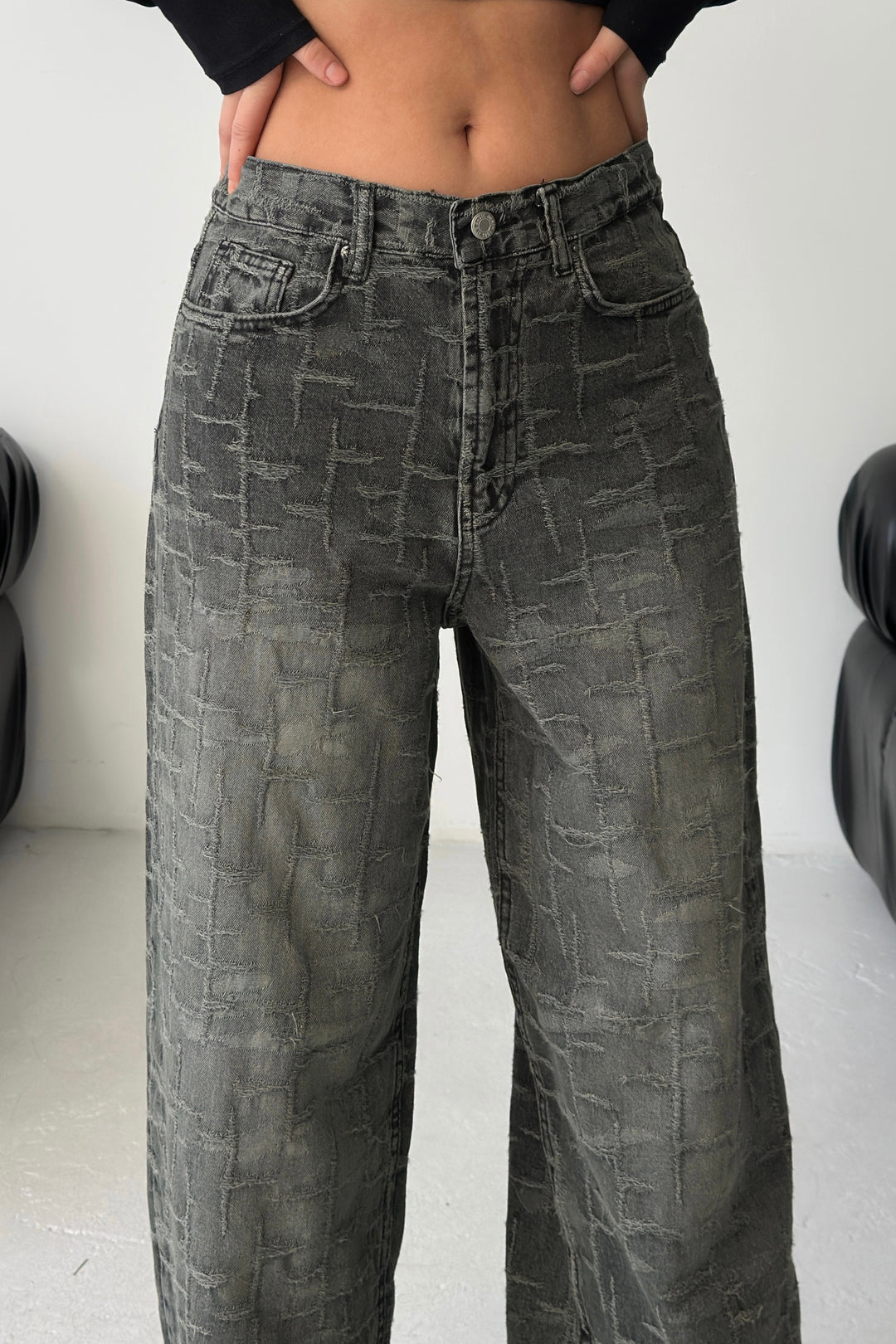 Routines Pattern Baggy Jeans - Vintage Black 4515 - ROUTINES