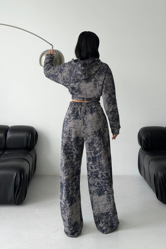 Routines Pattern Hooded Tracksuit - Navy Blue 3641 Set Routines Fashion