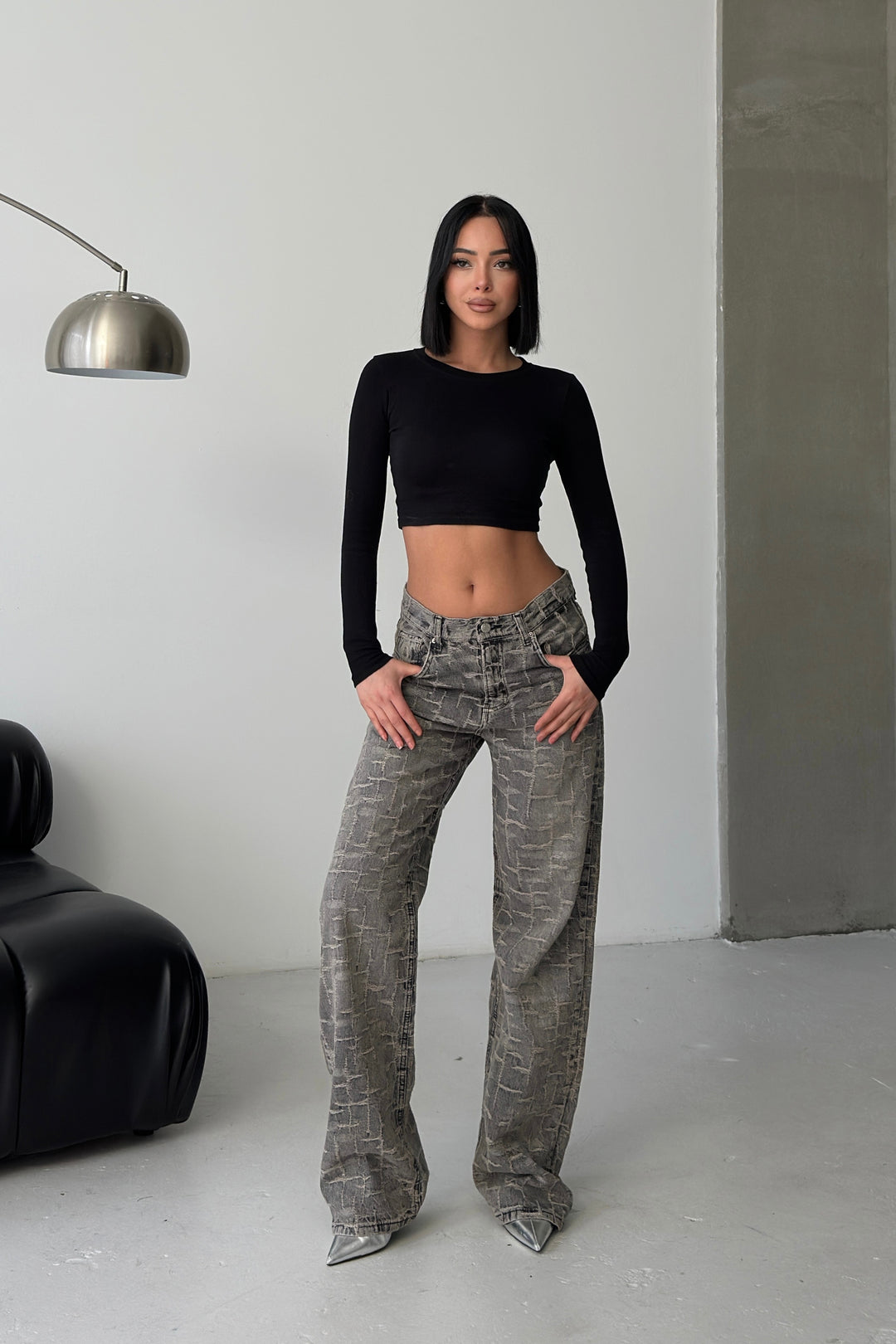 Routines Pattern Loose Jeans - Vintage Grey 4514 - ROUTINES