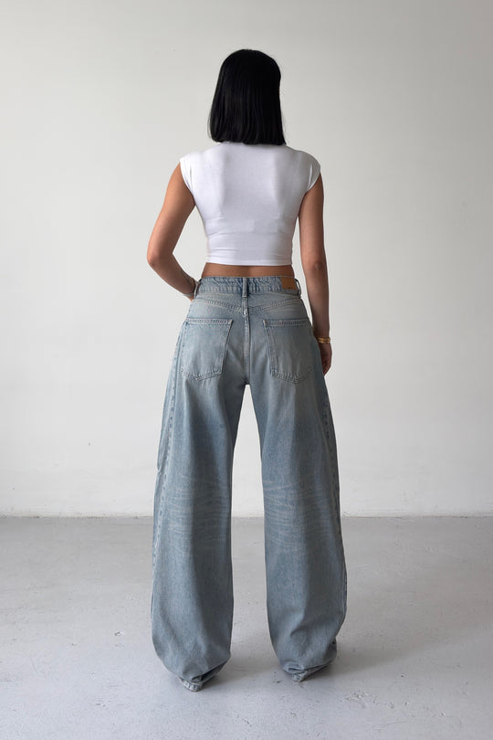 Routines Pleated Loose Jeans - Vintage Blue 4880 - ROUTINES