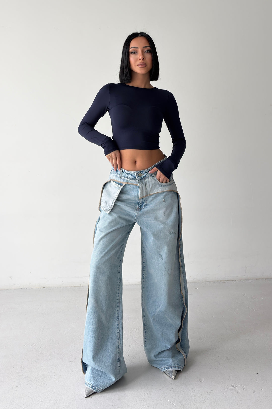 Routines Pocket Seam Detail Baggy Jeans 4835 Jeans Routines Fashion