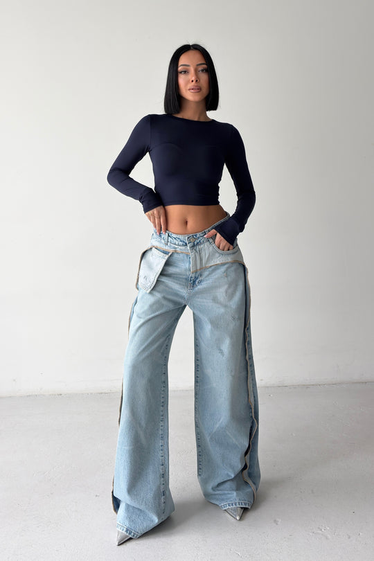 Routines Pocket Seam Detail Baggy Jeans 4835 Jeans Routines Fashion