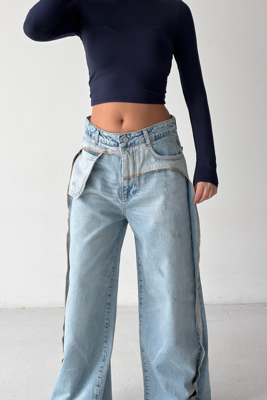 Routines Pocket Seam Detail Baggy Jeans 4835 Jeans Routines Fashion