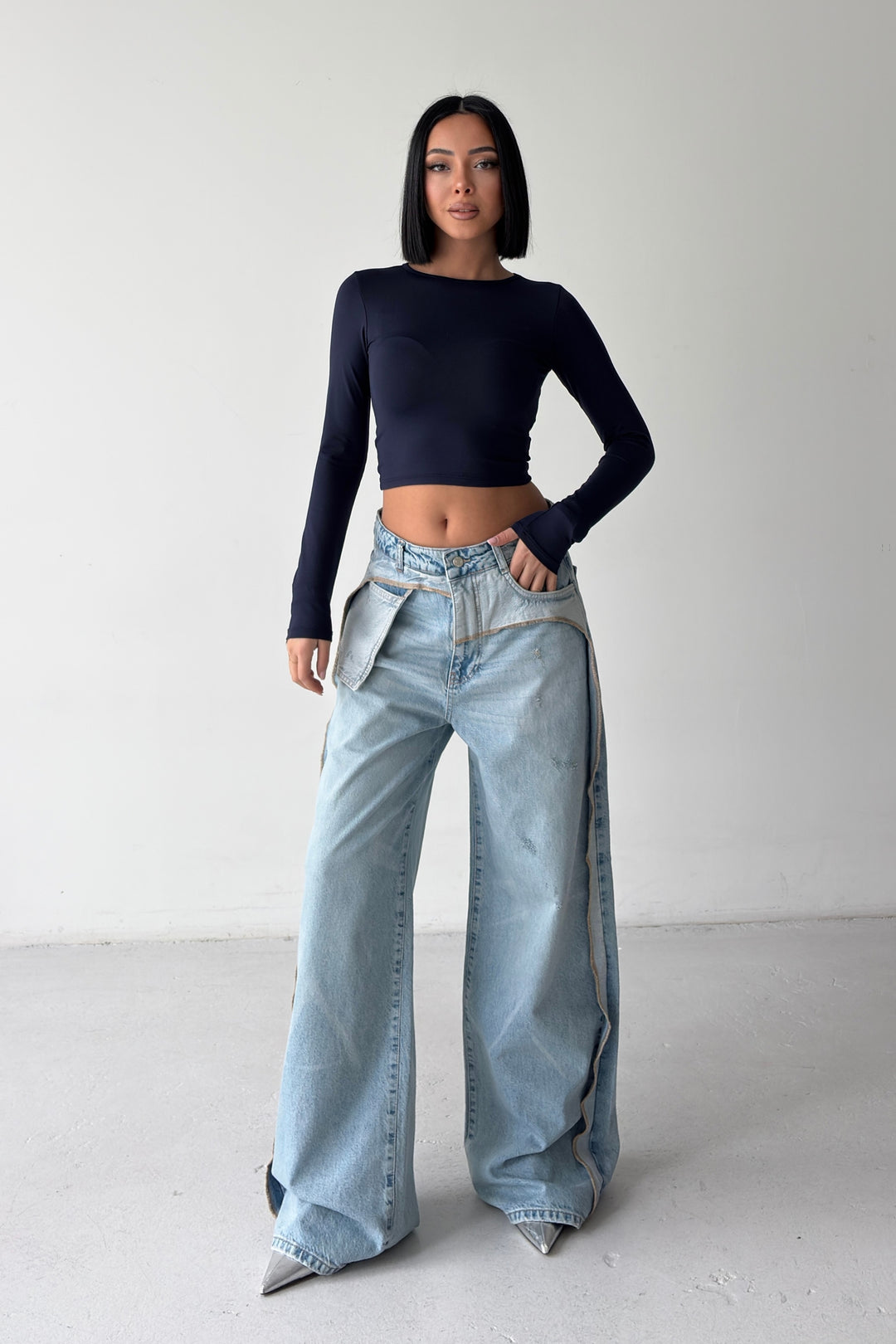 Routines Pocket Seam Detail Baggy Jeans 4835 Jeans Routines Fashion