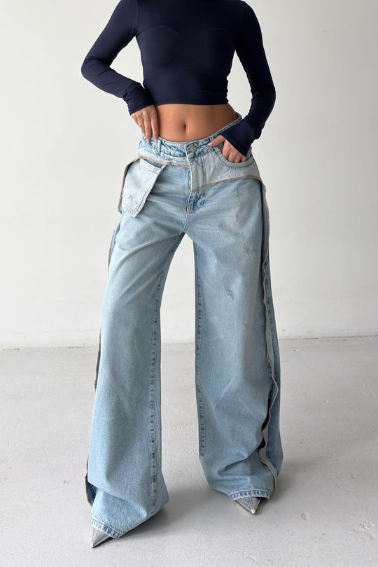 Routines Pocket Seam Detail Baggy Jeans 4835 Jeans Routines Fashion