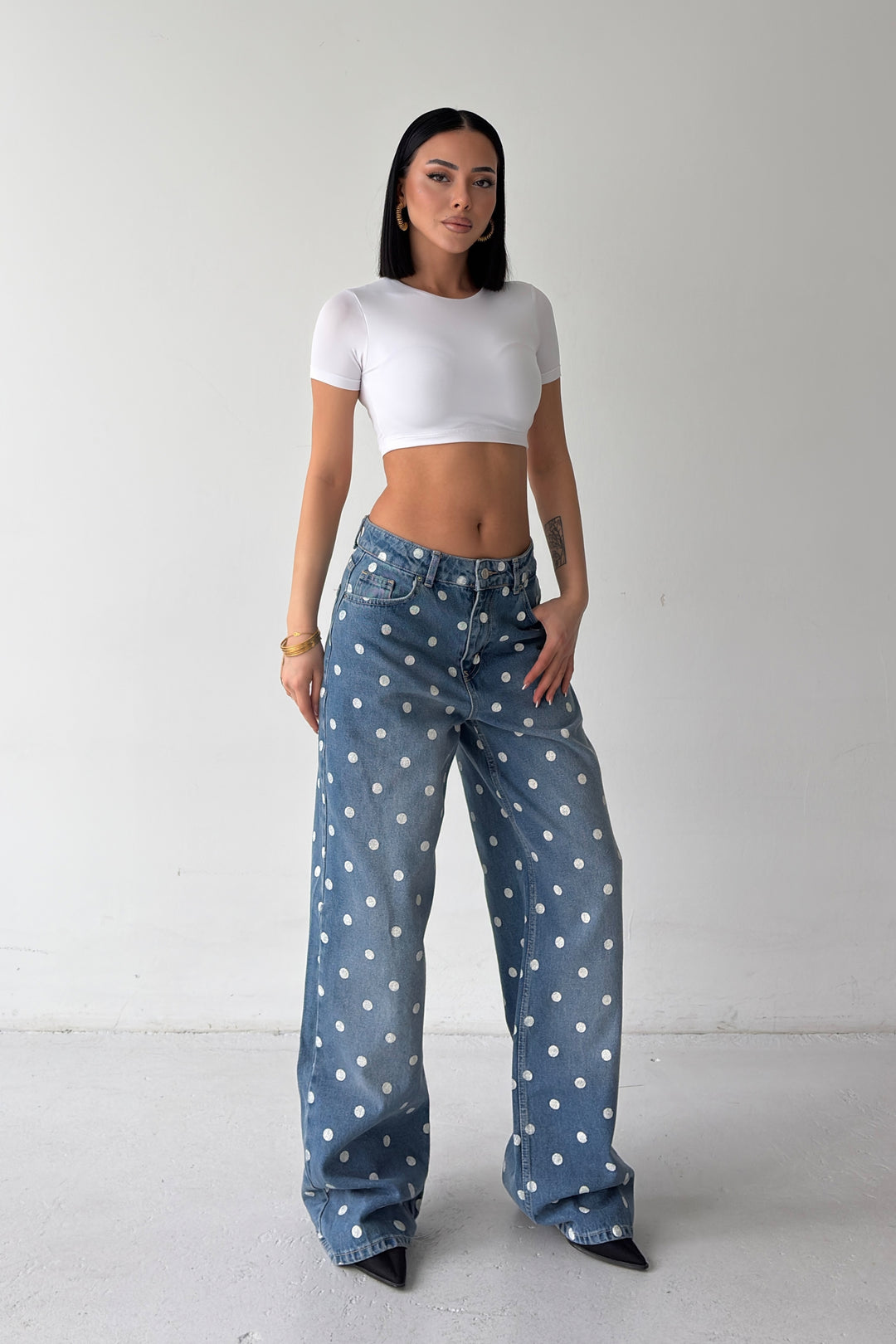 Routines Polka Dot Straight Jeans - Blue 23081 - ROUTINES